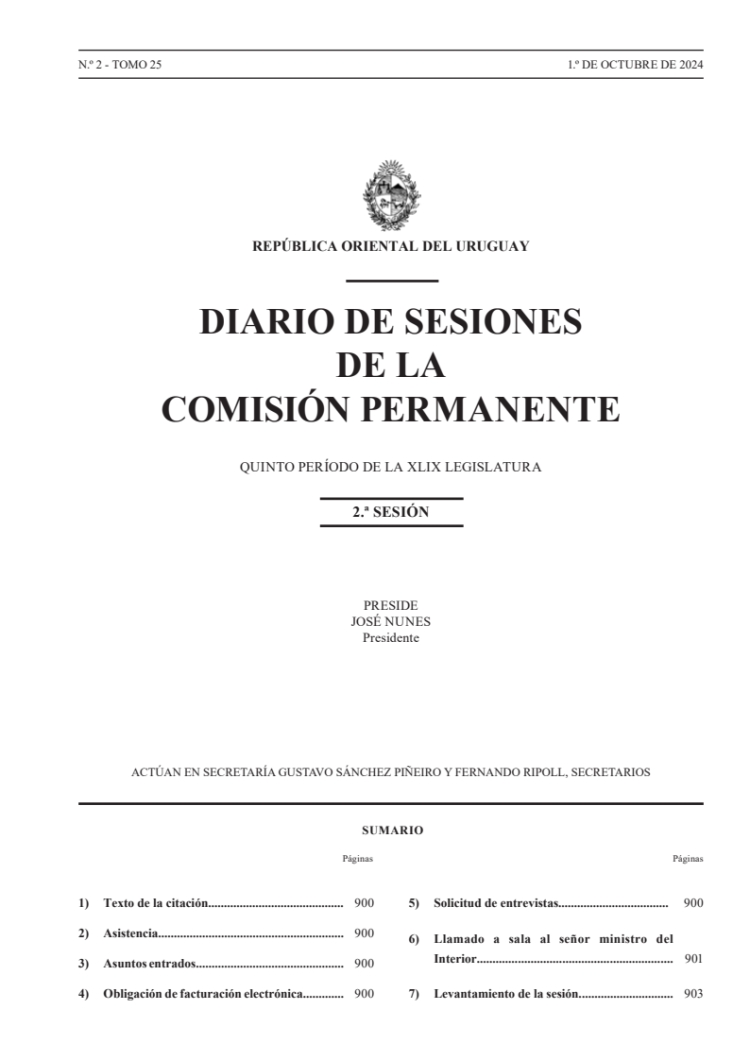 DIARIO DE SESIONES DE LA COMISION PERMANENTE del 01/10/2024